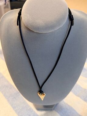 Gold Heart Pendant Cord Necklace - Women Jewelry